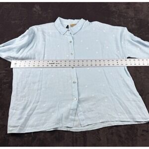 Free For Humanity 100% Linen Tunic Top Blue Star Print Italy Women's  (1621)